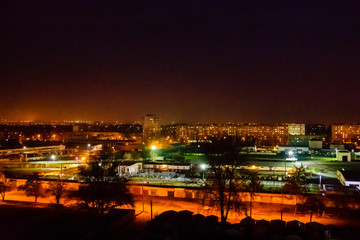 Fototapeta premium View on the midnight city Kremenchug, Ukraine