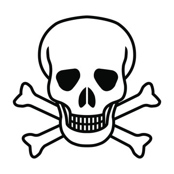 Mortal symbol skull and bones isolated on white background. Abstract sign vector illustration 