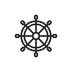 boat steering outline vector icon