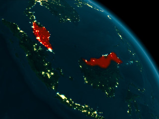 Night view of Malaysia on Earth