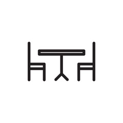 dining table, dining table outline vector icon