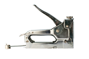 chrome Construction stapler isolated on white background