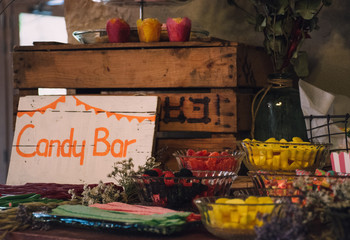 Fototapeta na wymiar Wedding Candy Bar with Candies