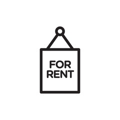 house rent, house for rent outline vector icon