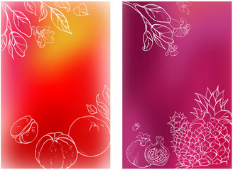 Bright backgrounds with tropical fruits.