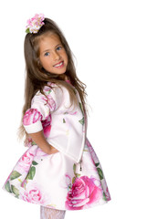Fashionable little girl in a dress