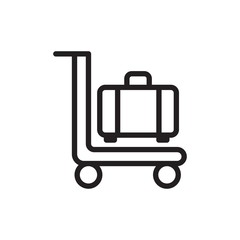luggage trolley outline vector icon