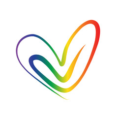 LGBT heart drawing vector in rainbow color