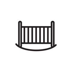 rocking baby bed outline vector icon