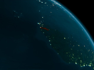 Night view of Gambia on Earth