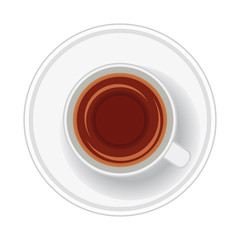 Cup of  tea on white background. Top view. Vector illustration.