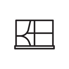 window and curtain outline vector icon