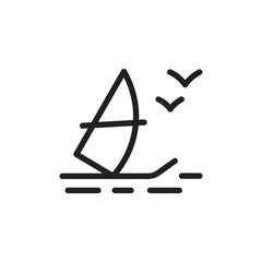 windsurfing outline vector icon