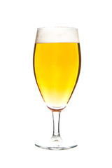 lager draft beer in a glass isolated on white background