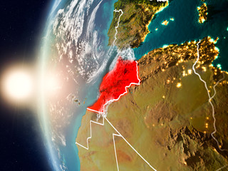Morocco during sunset on Earth