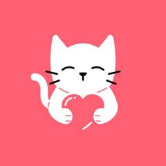 cat love cute smile hug lover vector logo icon illustration