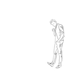 men fashion pose line drawing sketch