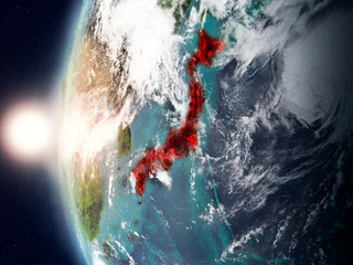 Japan during sunset on Earth