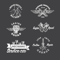 Set of vintage auto service labels