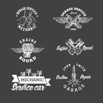 Set of vintage auto service labels