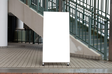 Large blank billboard on a street wall, banners with room to add your own text