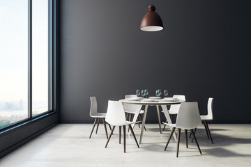 Black dining room interior