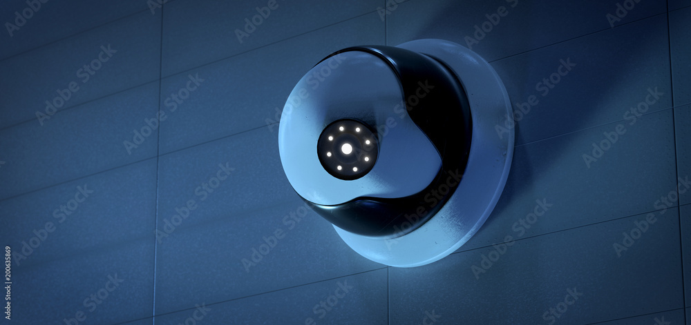 Poster security cctv camera system - 3d rendering