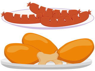 Colorful cartoon BBQ plate set