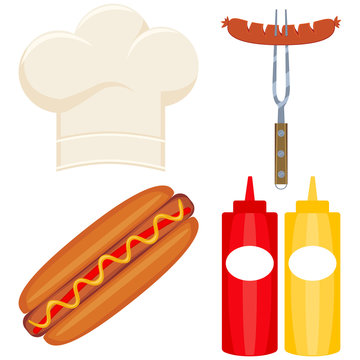 Colorful cartoon hot dog cooking set
