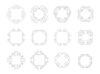 Line frames templates. Elegant and simple design for logo, restaurant, wedding shop, jewelry, fashion. Vector illustration