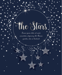Vector illustration of stars on a dark background. Night sky. Cheerful party and celebration