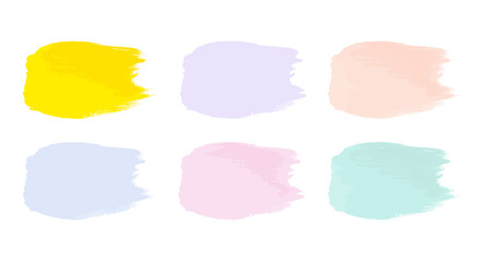 Vector colorful paint smear stroke stain set. Abstract textured art illustration. Acrylic Texture Paint Stain Illustration. Hand drawn brush strokes vector elements. Spring and summer colors.