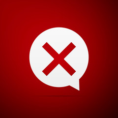 X Mark, Cross in circle icon isolated on red background. Check cross mark icon. Flat design. Vector Illustration