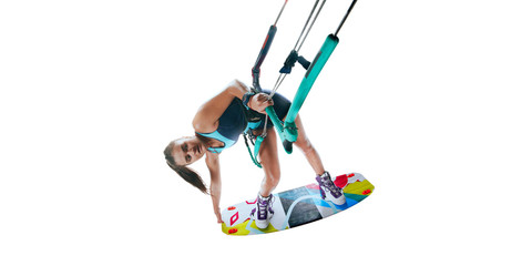 kite surfing isolated on white