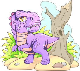 cartoon cute tyrannosaurus rex, funny illustration
