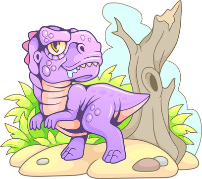 cartoon cute tyrannosaurus rex, funny illustration
