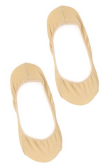 Woman beige short socks isolated on white background