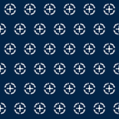 Abstract indigo shibori seamless vector pattern with mosaic