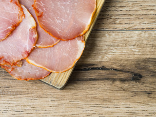 Sliced loin in a table