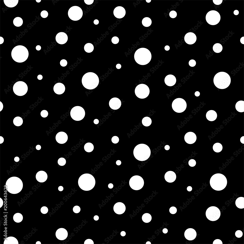 Poster dark seamless vector pattern with dots. black and white background.