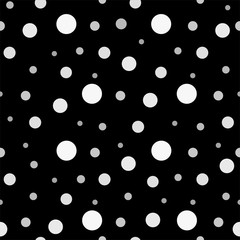 Fototapeta na wymiar Dark seamless vector pattern with dots. Black and grey background.