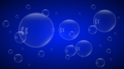 light soap bubbles on a blue background