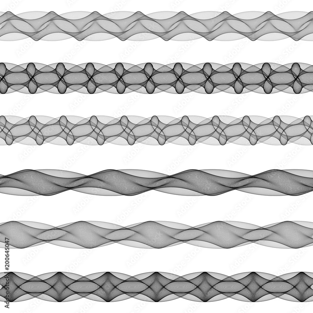 Poster fractal page text divider line design set
