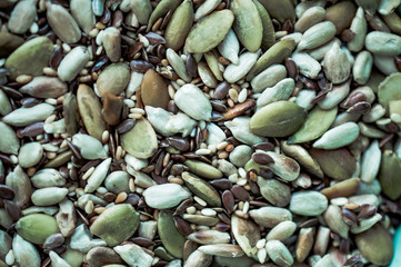 background of various seeds and nuts