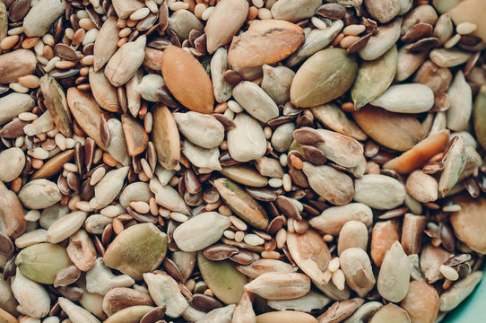 background of various seeds and nuts