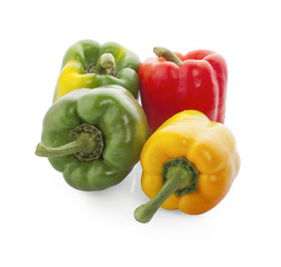 yellow,red,green, sweet bell pepper or capsicum isolated on white background