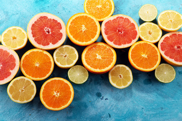 Citrus fruits with orange, lemon, grapefruit and lime