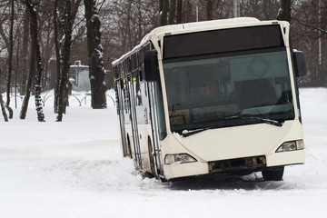 public bus accident in snow