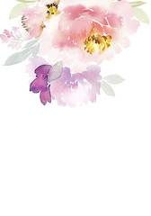 Greeting card with watercolor flowers handmade.