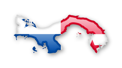Fototapeta premium Panama flag and contour of the country.